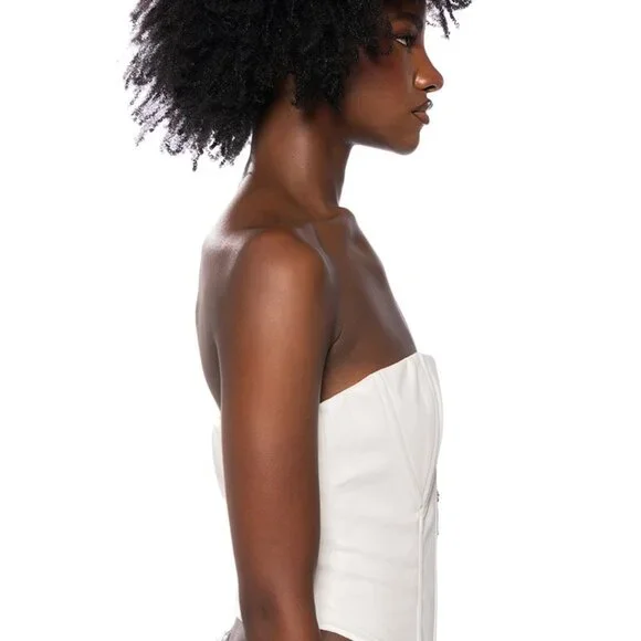 Callie Lives Miz Goth Life: Structured Black Faux Hook & Eye Corset Top Medium - Picture 4 of 7